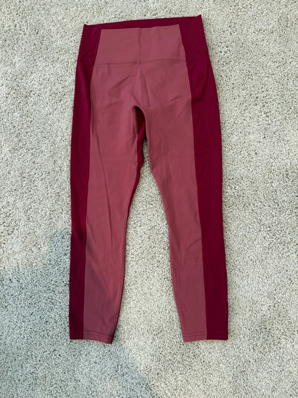 Athleta Colorblock 7/8 Tights in Mauve & Wine Red